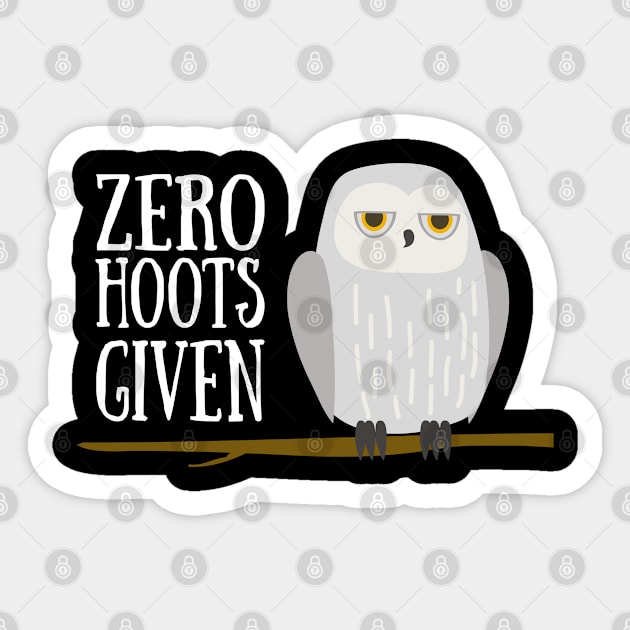 Owl - Zero Hoots Given Sticker by Kudostees